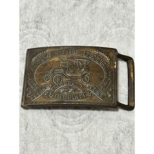 Vintage Henry Ford Detroit Automobiles Model T Brass Tone Belt Buckle Americana